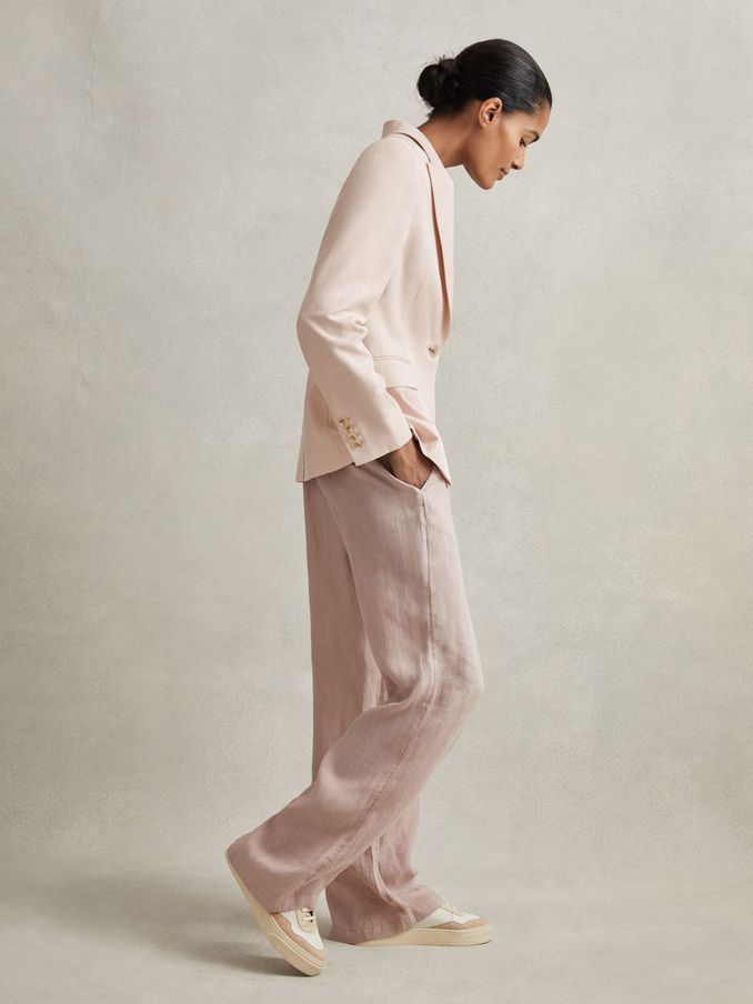 Single Breasted Suit Blazer with TENCEL™ Fibers in Pink (N69368) | US$216