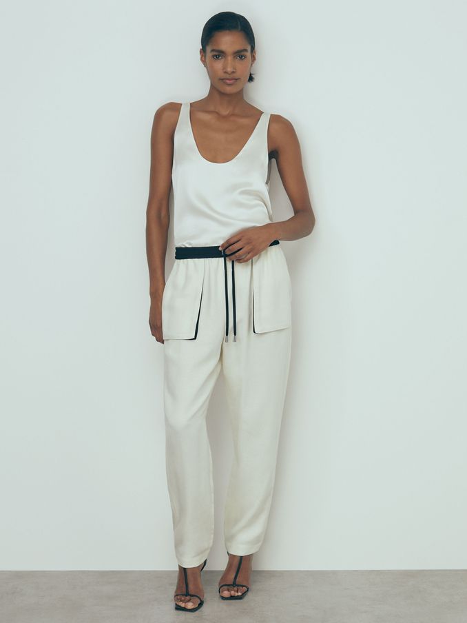 Atelier Relaxed Contrast Detail Cargo Trousers in Neutral (N69499) | US$238