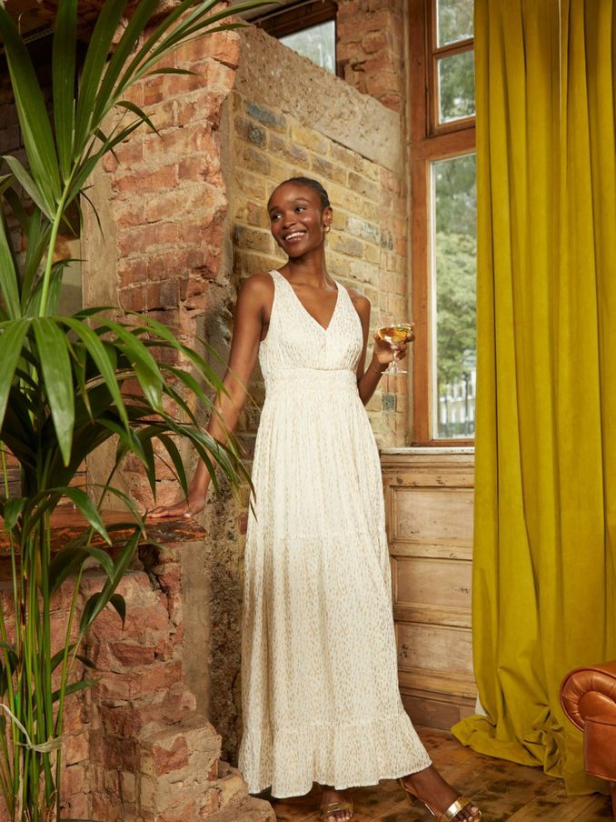 Ivy Natural Foil Maxi Dress (N71131) | €41