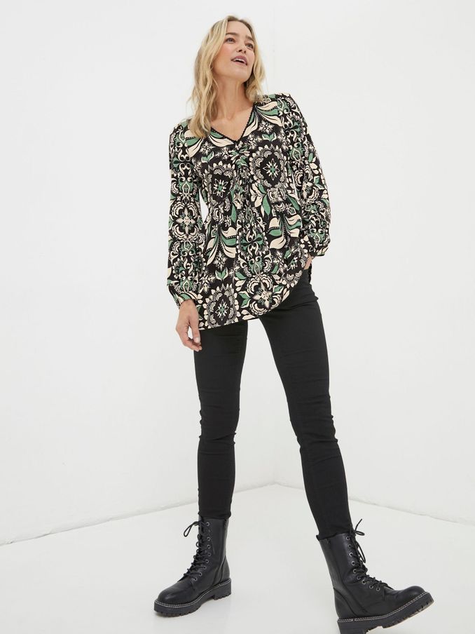 Black Gina Mosaic Leaf Tunic (N71138) | €20