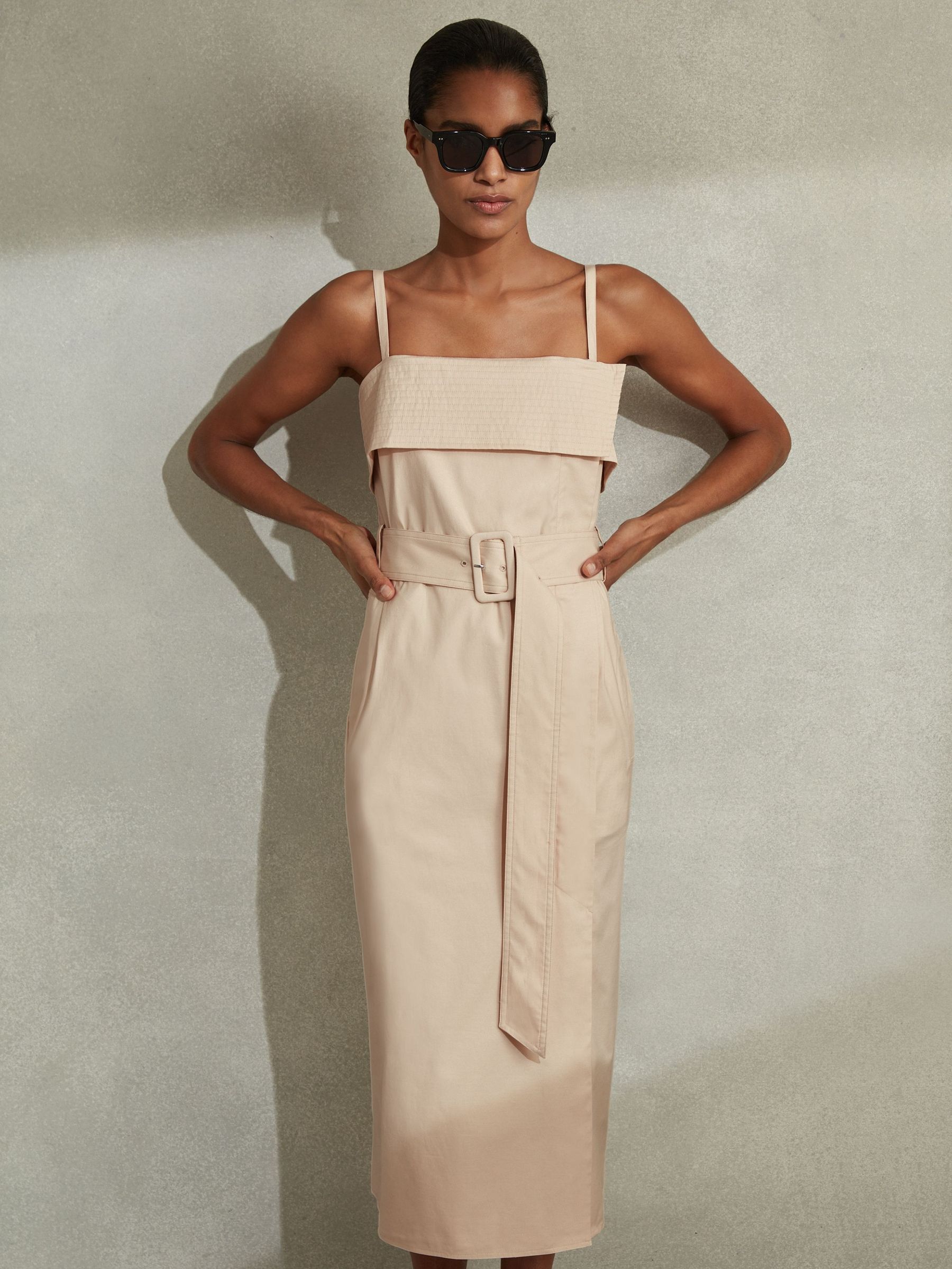 Cargo Belted Midi Dress in Stone (N71491) | €114