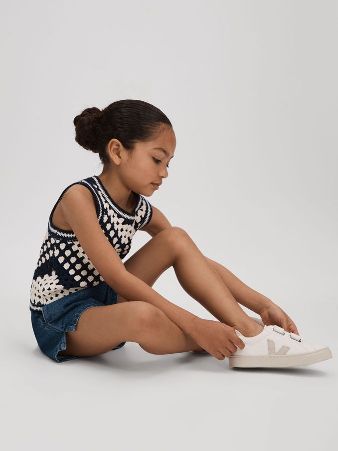 9-13 yrs Crochet Cotton Crew Neck Vest in Ivory (N71536) | US$32