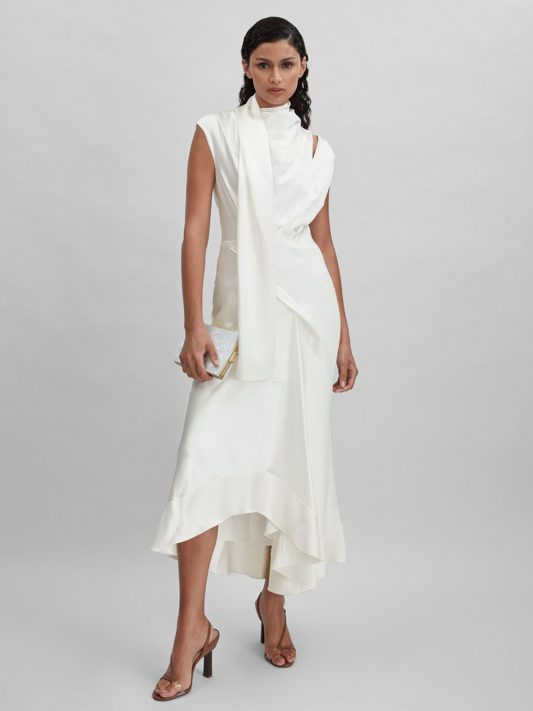 Acler Drape Element Asymmetric Midi Dress in Ivory (N72479) | CHF 402