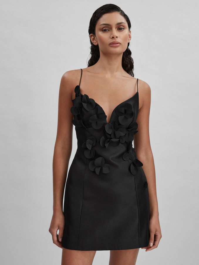 Acler Ruffle Mini Dress in Black (N72514) | US$372