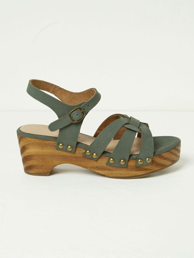 Leoni Green Mid Heel Clogs (N72987) | €42