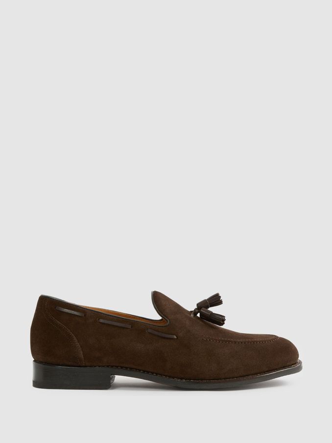 Tasselled Suede Loafers in Dark Brown (N73084) | US$385