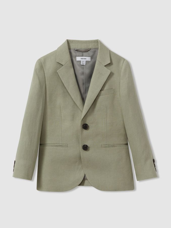Senior Linen Single Breasted Blazer in Apple (N74030) | US$175