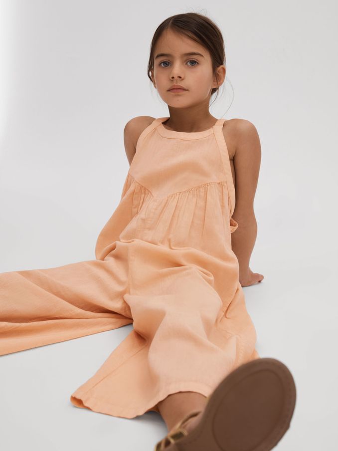 9-13 yrs Cotton Linen Jumpsuit in Peach (N74062) | €49