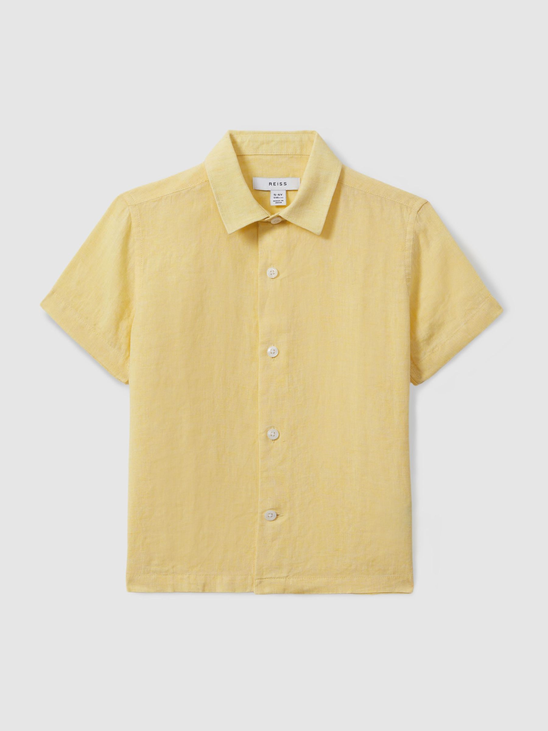 9-13 yrs Short Sleeve Linen Shirt in Melon (N74080) | US$23