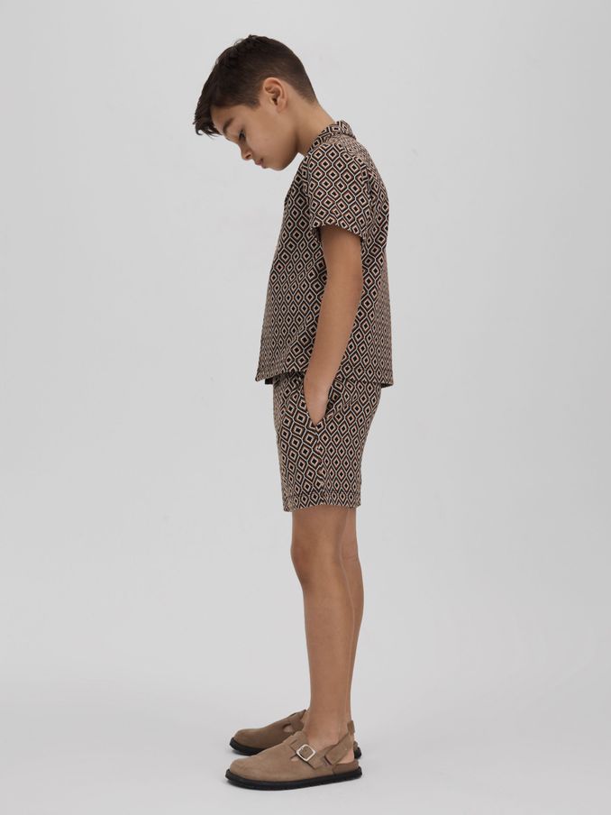3-9 yrs Drawstring Aztec Shorts in Tobacco Multi (N74087) | €21