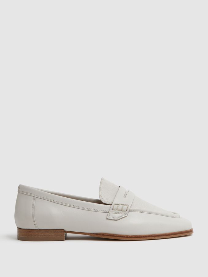 Leather-Cotton Loafers in Off White (N74095) | €96