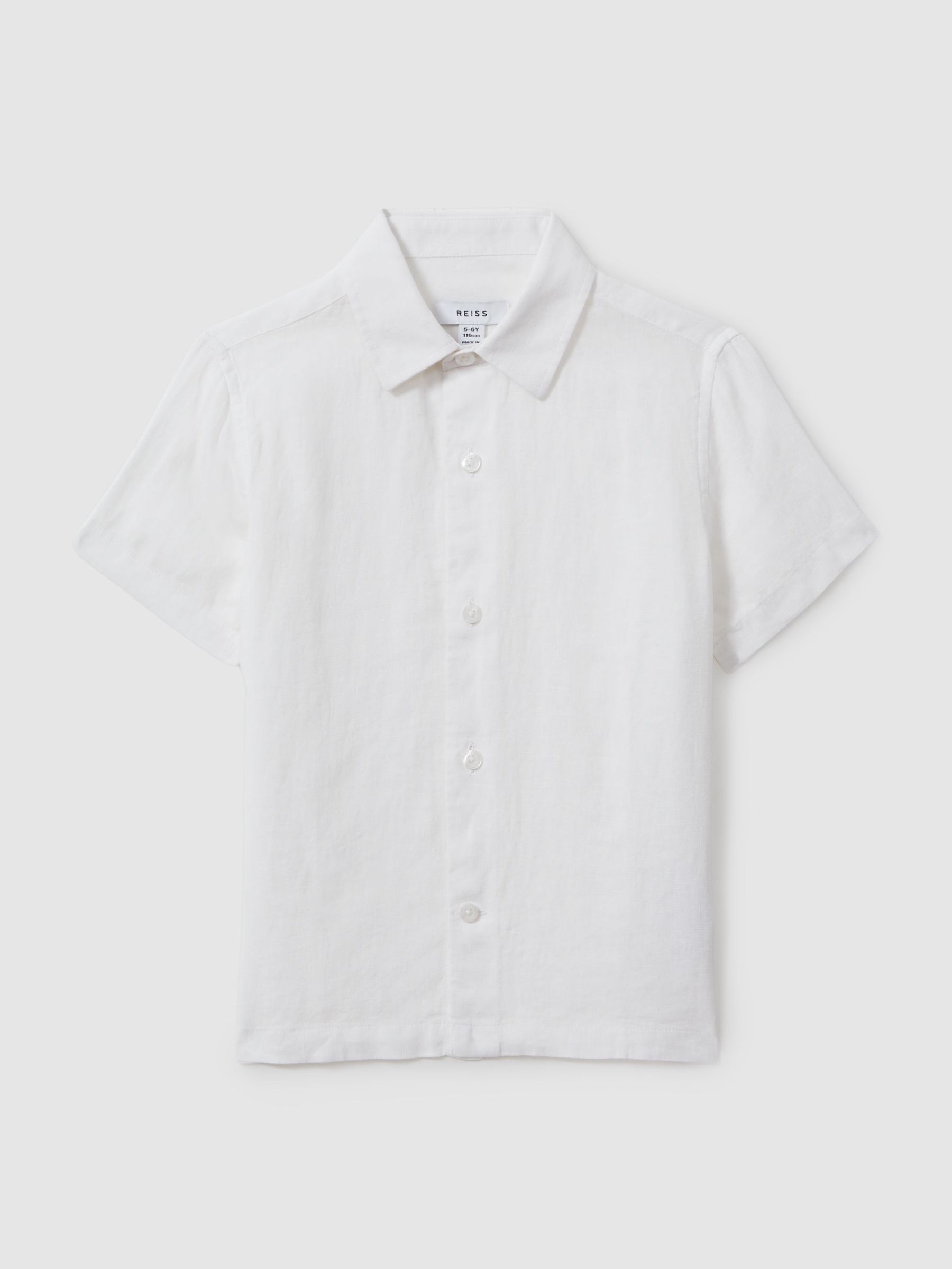 13-14 yrs Short Sleeve Linen Shirt in White (N74110) | $75