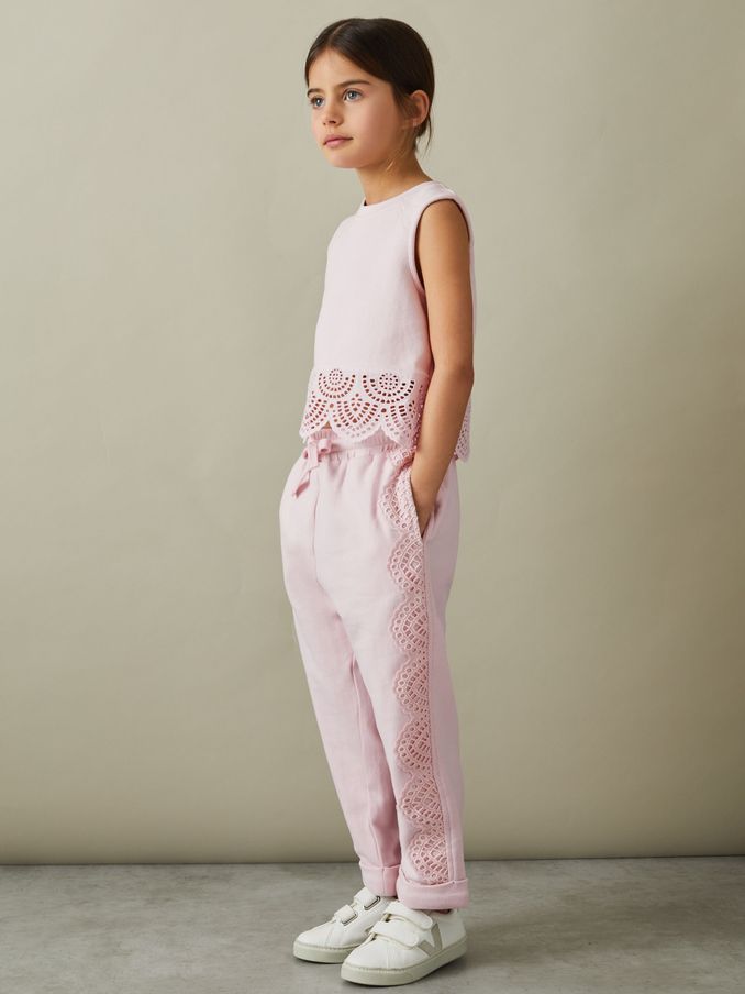 Cotton Broderie Top Co-Ord in Pink (N74122) | €18