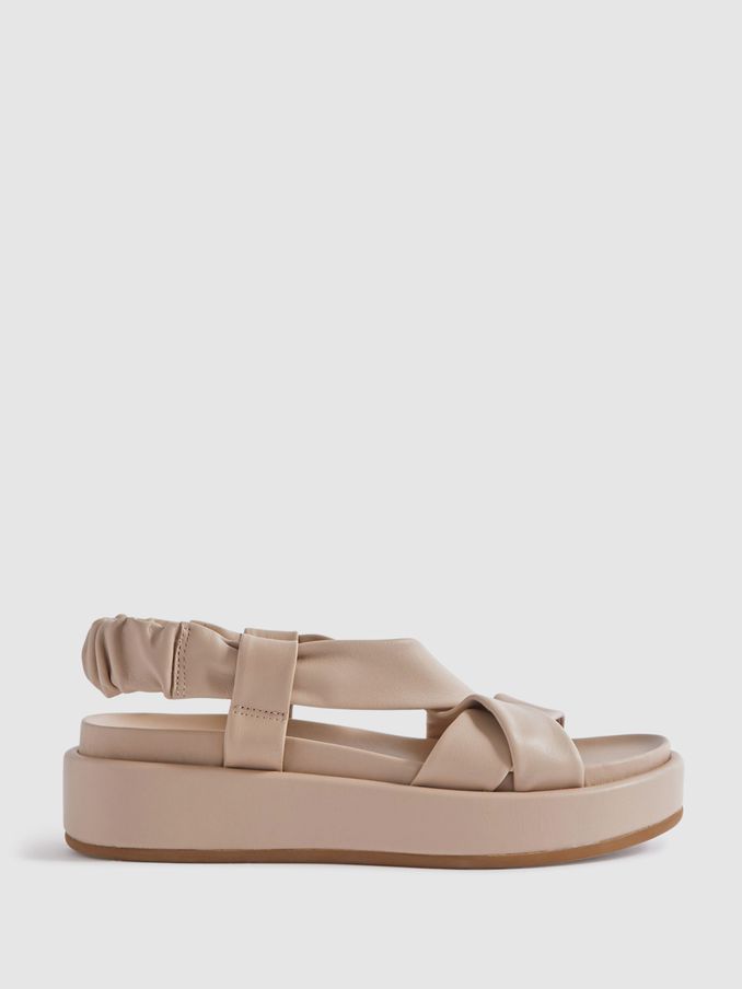 Chunky Platform Leather Sandals in Nude (N74180) | US$144