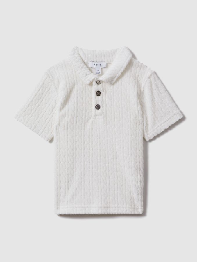 Towelling Polo Shirt in White (N74184) | €22