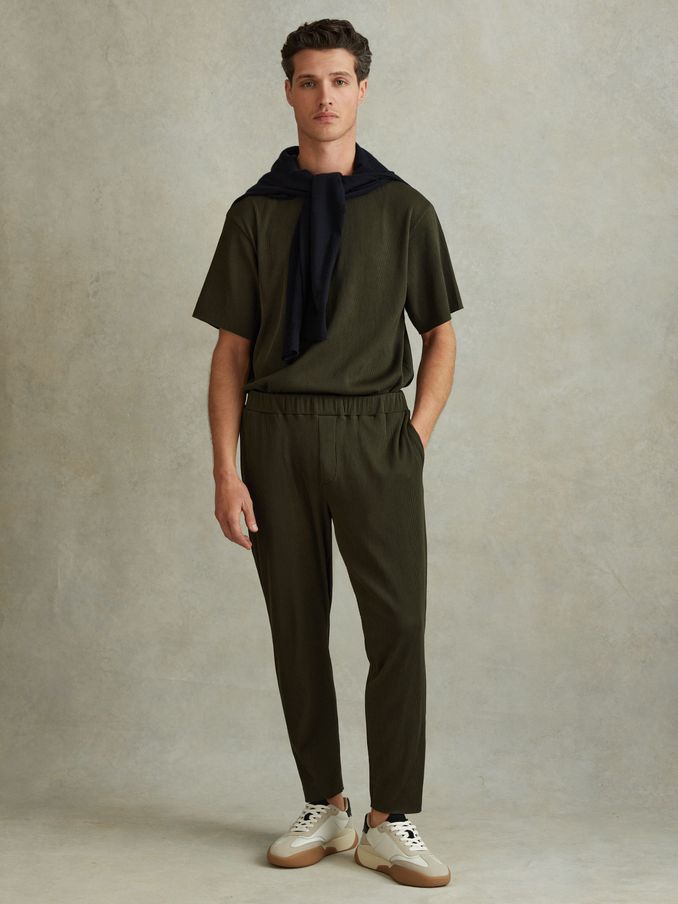 Ribbed Elasticated Waist Trousers in Green (N74224) | €68