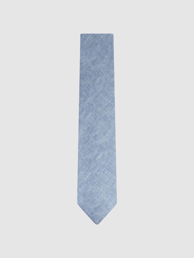 Linen Tie in Denim Melange (N74250) | €26