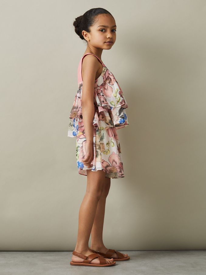 4-9 yrs Tiered Floral Print Top Co-Ord in Pink Print (N74270) | €21
