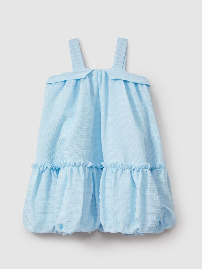13-14 yrs Seersucker Bubble Hem Dress in Blue (N74290) | US$48