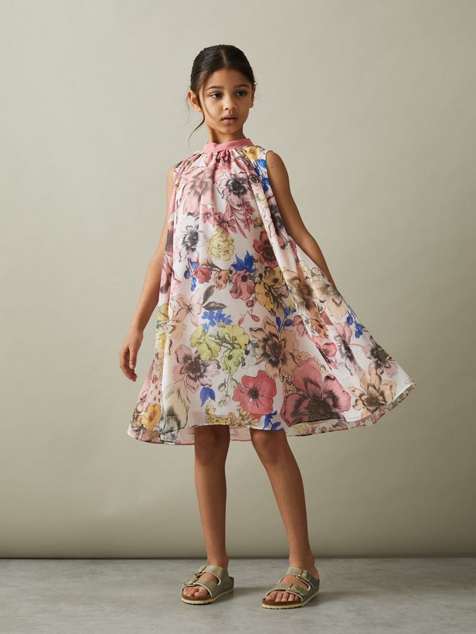 4-9 yrs Floral Print Halter Neck Dress in Pink Print (N74297) | €38