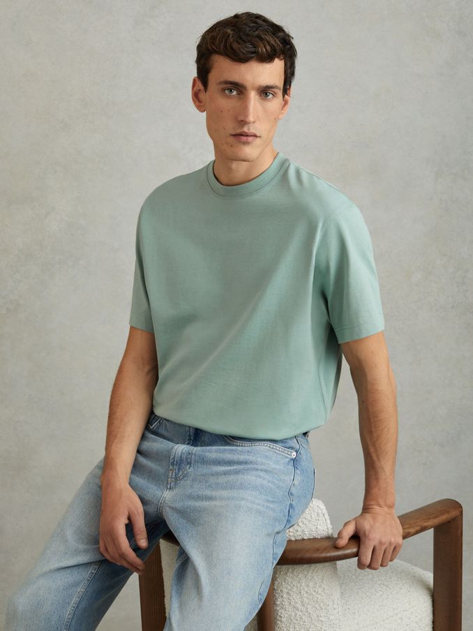 Oversized Garment Dye T-Shirt in Canton Green (N74304) | US$31