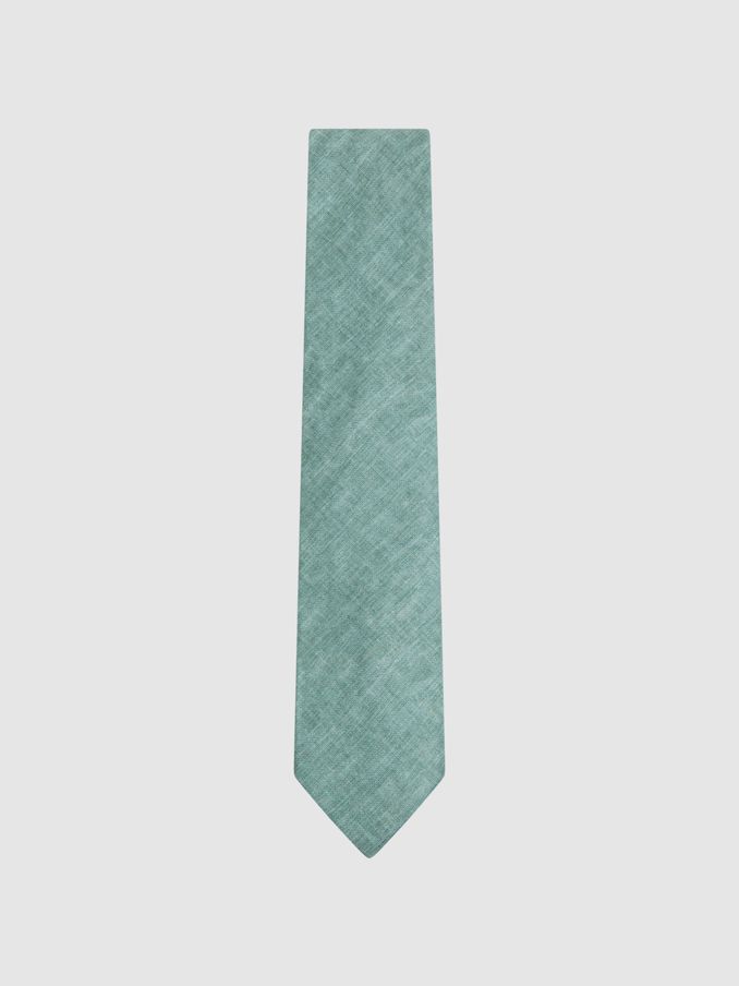 Linen Tie in Pistachio Melange (N74323) | CHF 41