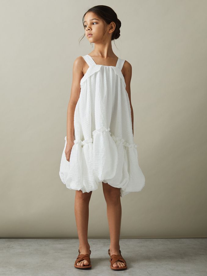 4-9 yrs Seersucker Bubble Hem Dress in Ivory (N74334) | HK$455