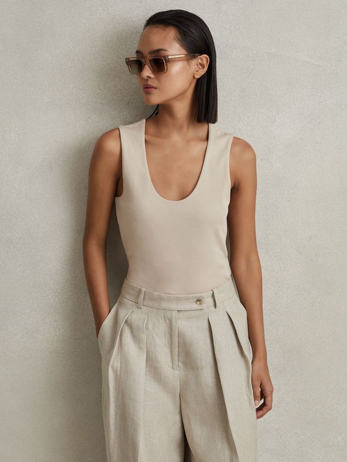 Scoop Neck Vest in Neutral (N74367) | US$37