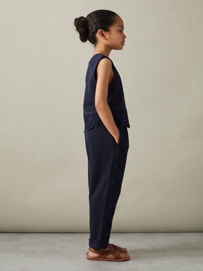 4-9 yrs Cotton Broderie Top Co-Ord in Navy (N74389) | €21