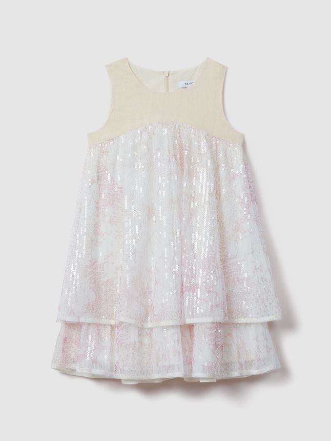 Tiered Sequin Dress in Pink (N74401) | US$58