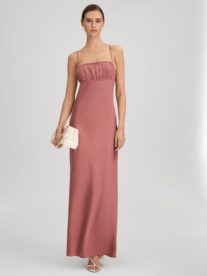 Paige Ruched Maxi Dress in Dusk Pink (N74423) | US$298