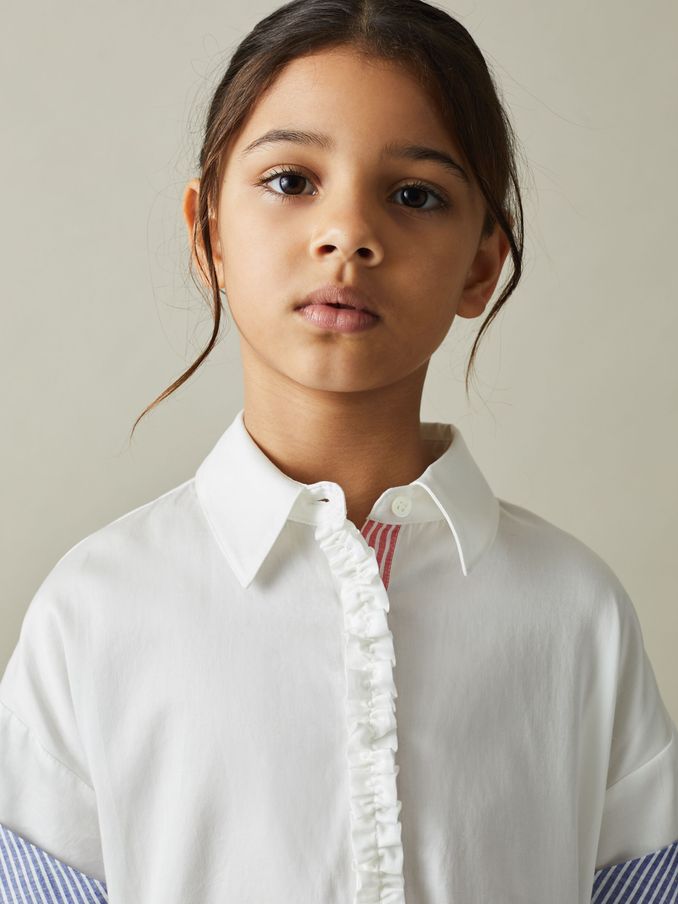 9-13 yrs Cotton Shirt Dress in Ivory (N74431) | CHF 51