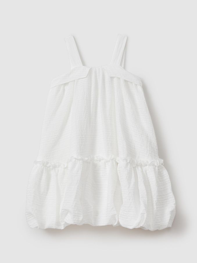 13-14 yrs Seersucker Bubble Hem Dress in Ivory (N74437) | HK$520