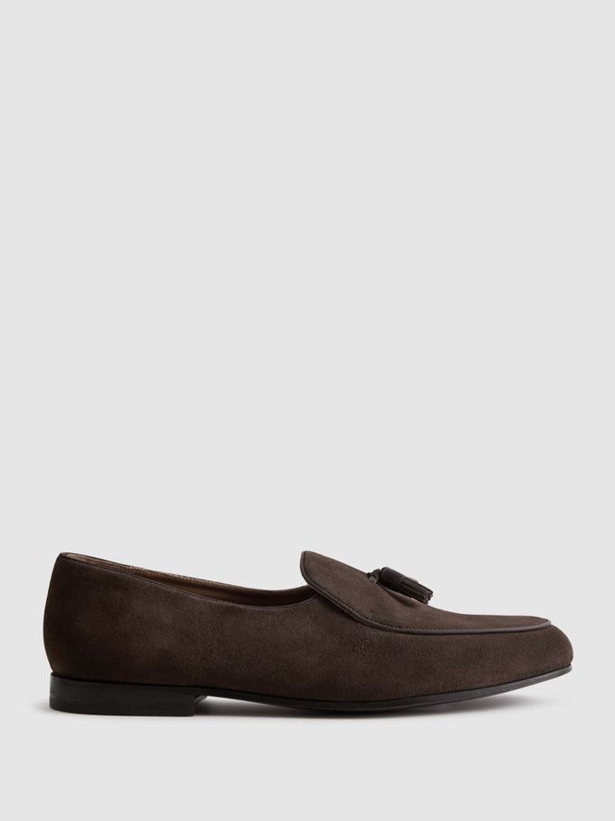 Suede Slip-On Belgian Loafers in Dark Brown (N74807) | €121