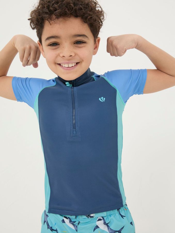 Blue Colour Block Rash Vest (N78340) | $12
