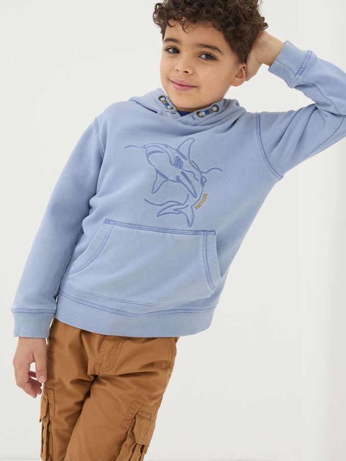 Blue Shark Graphic Popover Hoodie (N78347) | $24