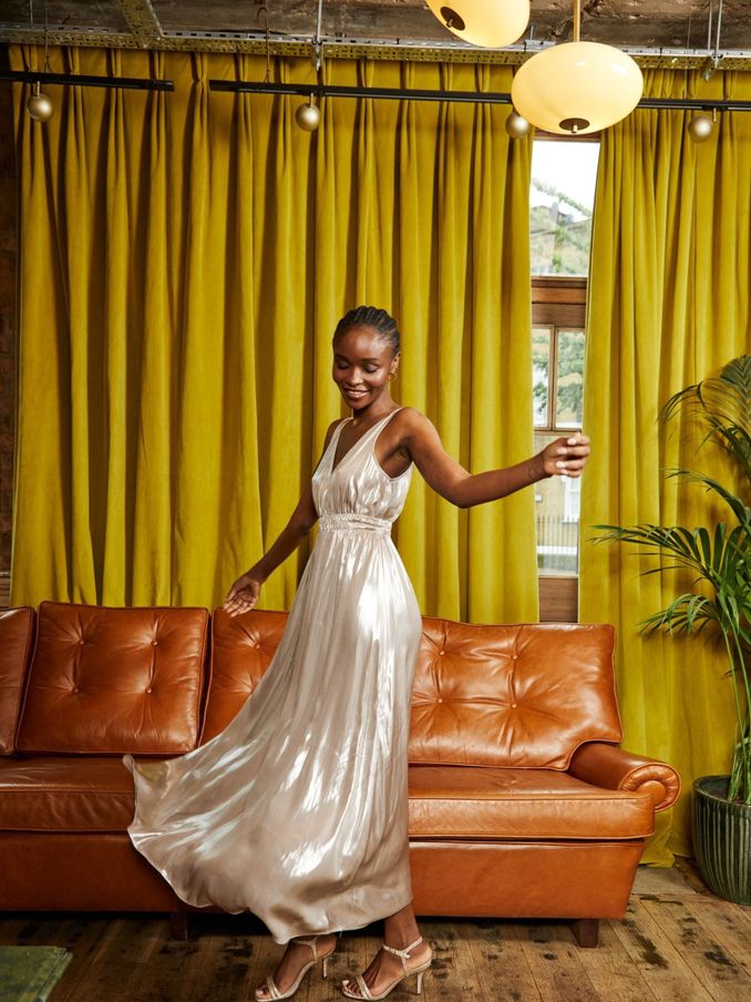 Silver Mimosa Metallic Maxi Dress (N78372) | €45