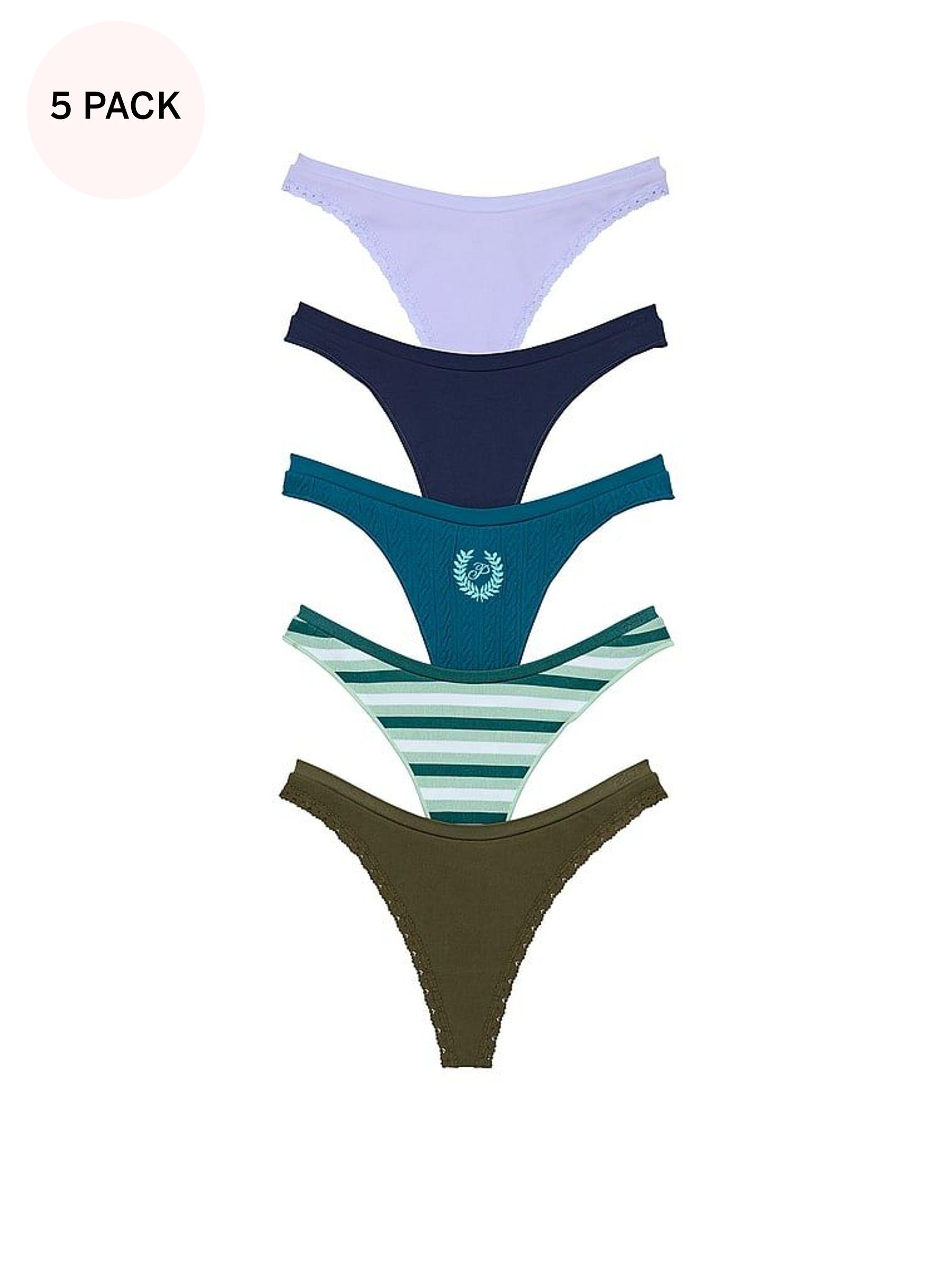 Purple/Blue/Stripe/Green Thong 5 Pack Knickers (N95015) | €31
