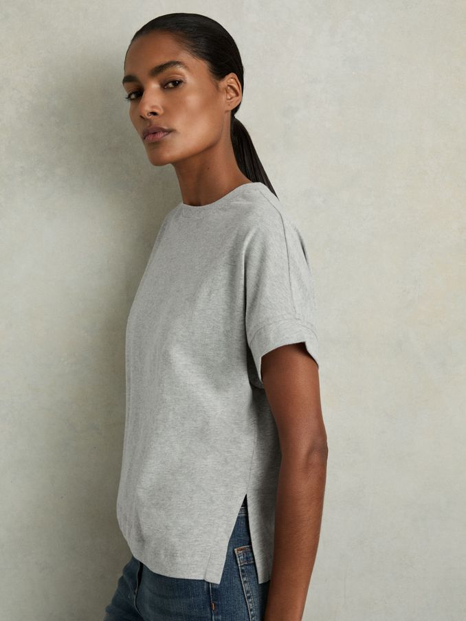 Cotton Crew Neck T-Shirt in Grey Marl (N96795) | CHF 40