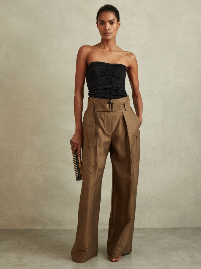 Ruched Strapless Tube Top in Black (N97260) | US$49