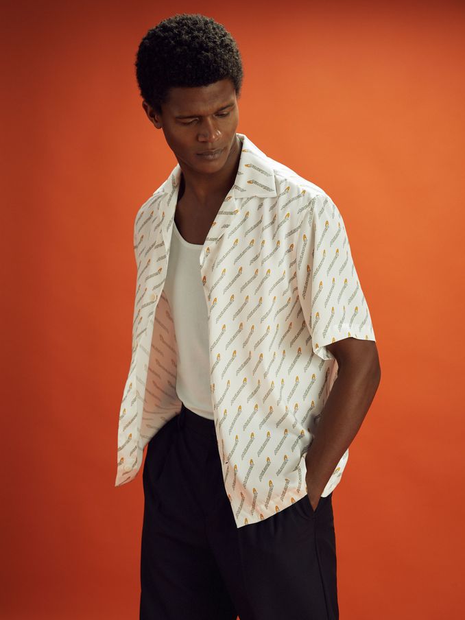 McLaren F1 Monte Carlo Exclusive Cuban Collar Shirt in White Multi (N97314) | €79