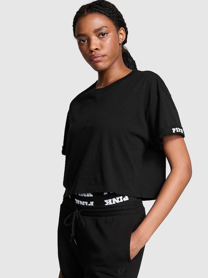 Black Oversized Crop Short Sleeve T-Shirt (N97436) | €22