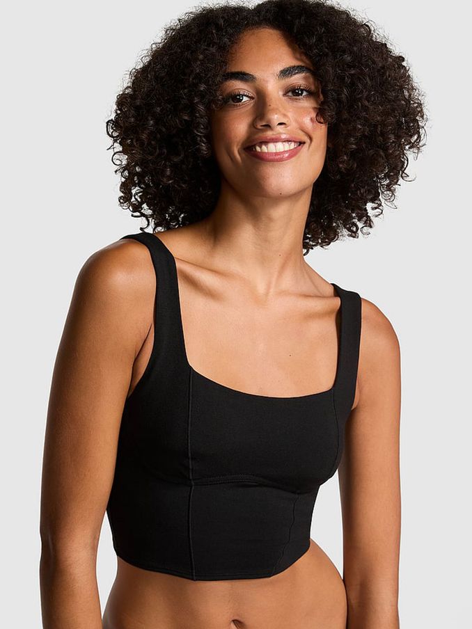 Black Cotton Scoop Sports Bra Top (N97473) | €29