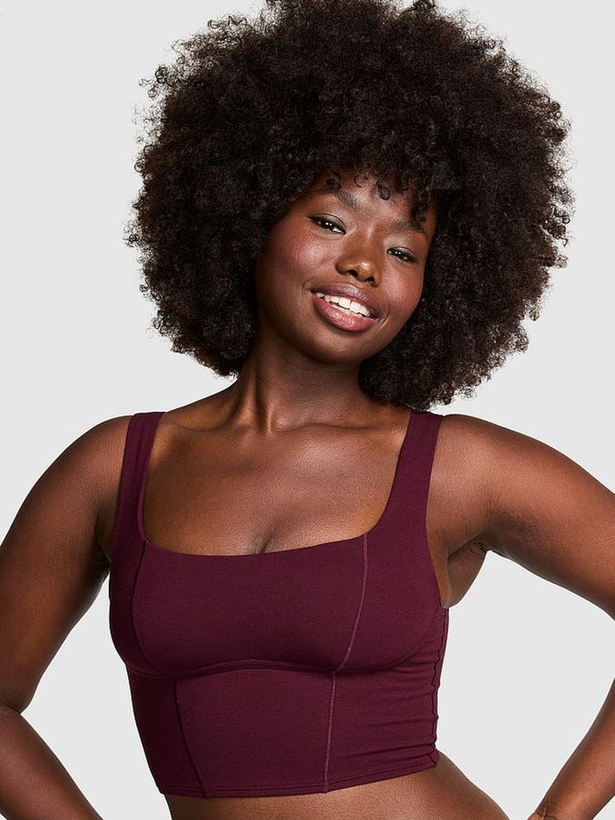 Purple Rose Cotton Scoop Sports Bra Top (N97482) | €29