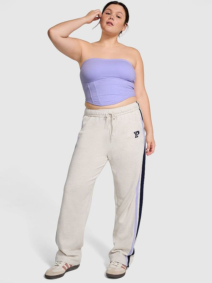 Heather Oatmeal Beige Wide Leg Fleece Joggers (N97492) | €52