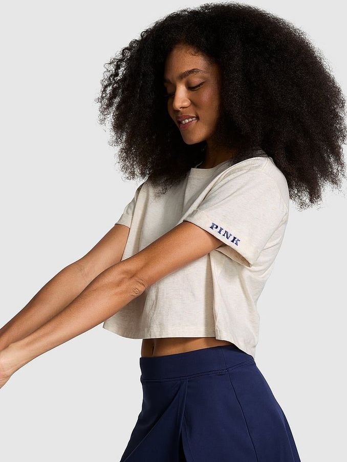 Heather Oatmeal Beige Oversized Crop Short Sleeve T-Shirt (N97510) | €22