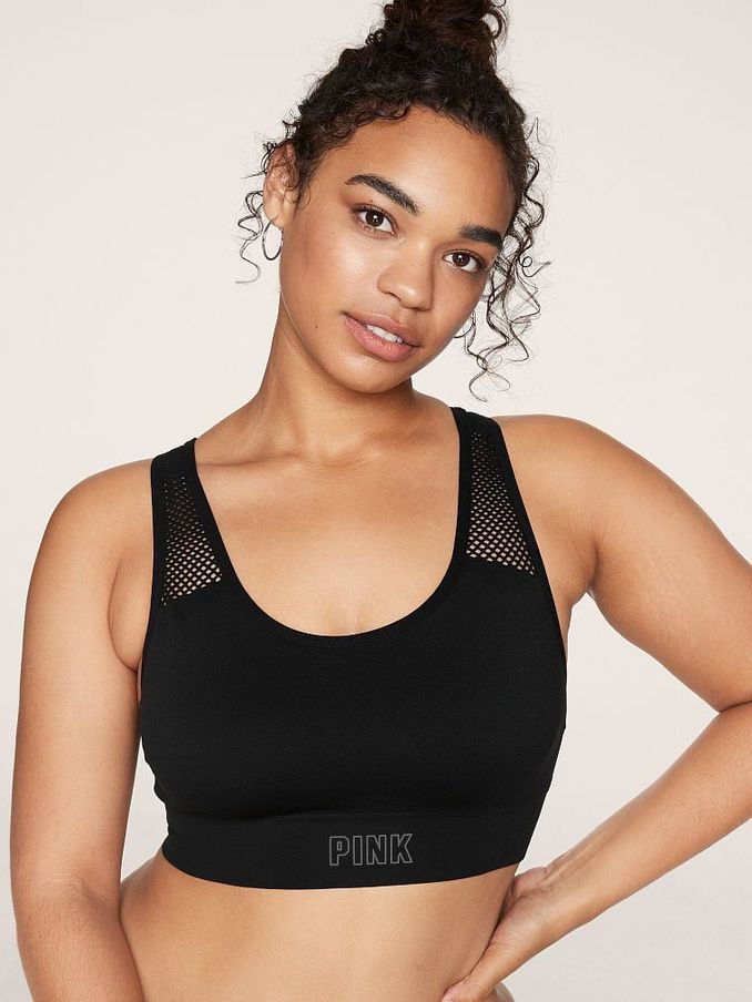 Pure Black Seamless Low Impact Racerback Sports Bra (P20324) | €15