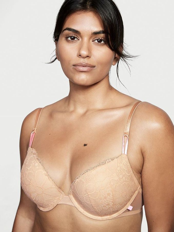 Champagne Nude Lace Push Up T-Shirt Bra (P24085) | €13