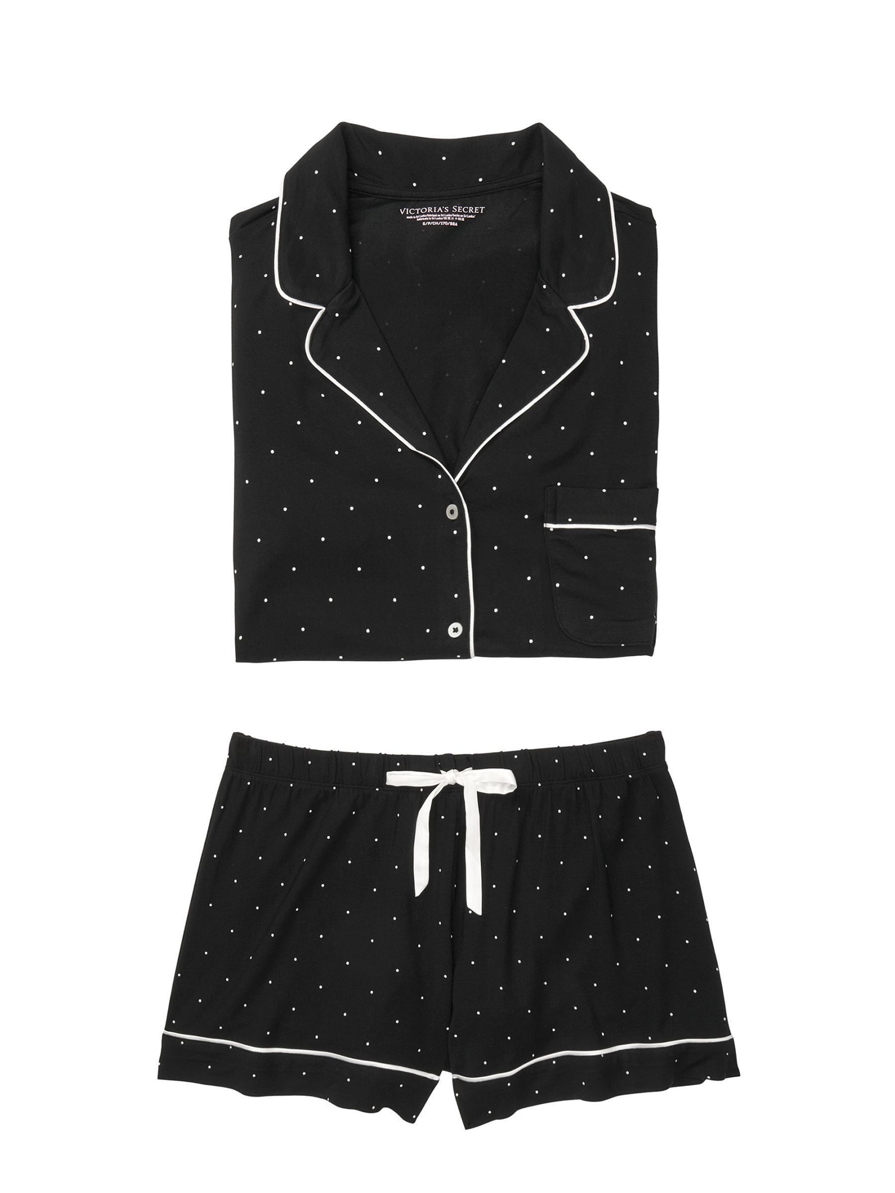 Black White Dot Modal Short Pyjamas (P24269) | €17