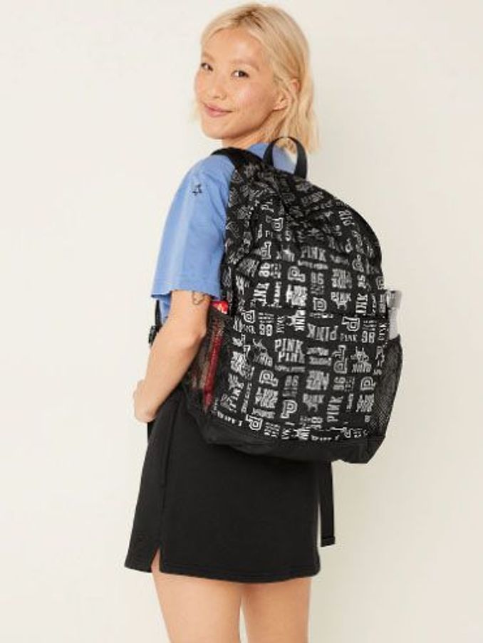Pure Black Mixed Logo Classic Backpack (P28354) | €25